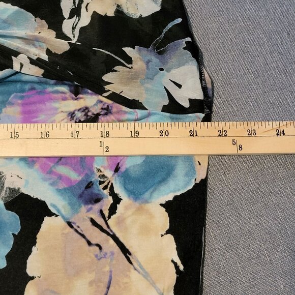 Simply Vera Wang Sheer Overlay Blouse Womens XL Black Floral Latered Top - Picture 8 of 13